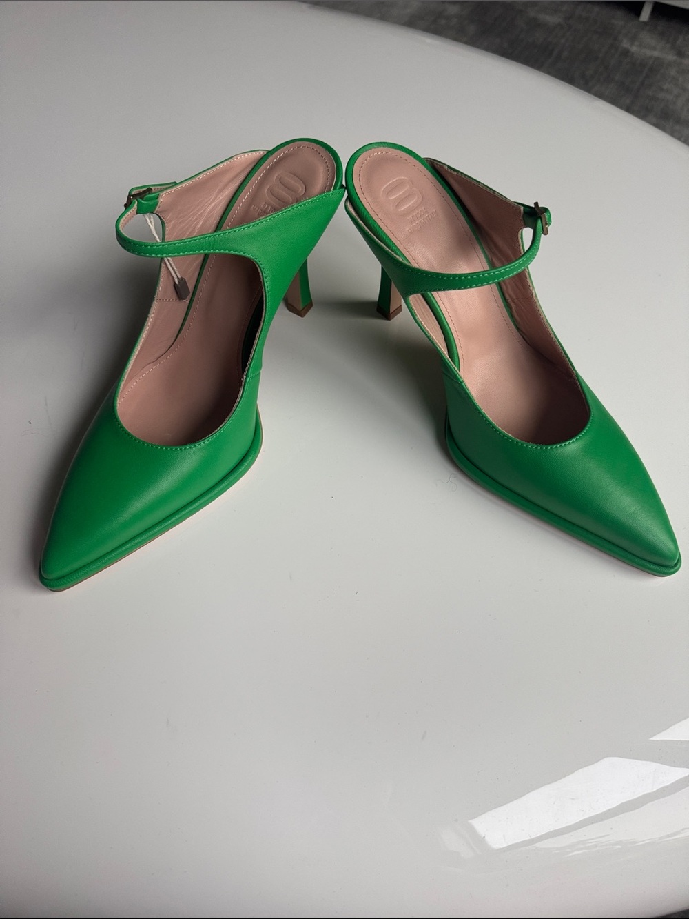 Green Pointed Toe Slingback Heels